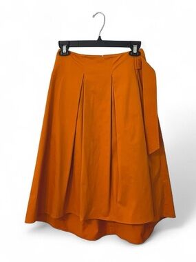 ANTONIO MELANI Burnt Orange A-Line Midi Skirt with Side Tie